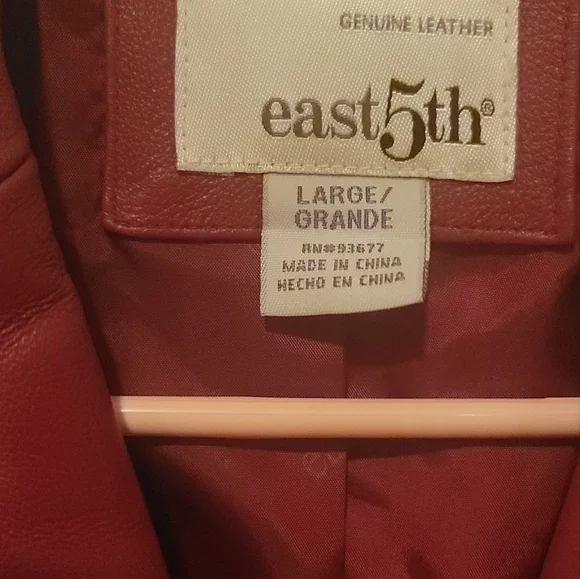 East 5th Dark Red Maroon Genuine Leather Blazer Jacket Coat Size L - Picture 6 of 8